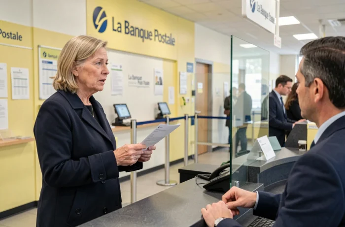 Cliente en agence La Banque Postale signalant un virement débit non reconnu à un conseiller