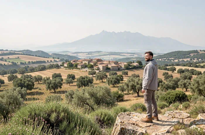 Vue panoramique sur le paysage provençal autour de Fuveau avec la montagne Sainte-Victoire en arrière-plan